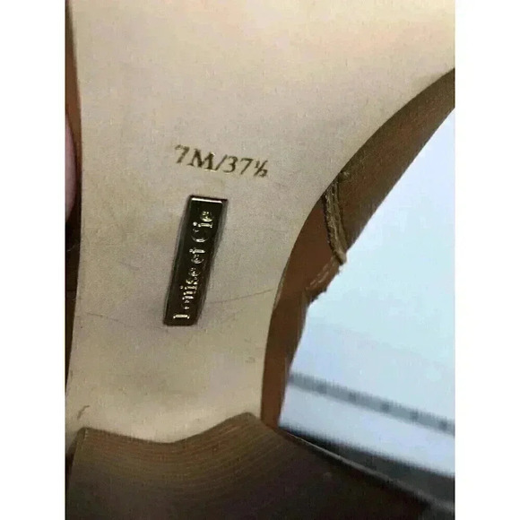 Louise Et Cie Kieran Womens 7M/37.5 Tan Leather Open Toe Ankle Strap Shoes Zip - Picture 7 of 8